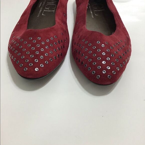 Attilio Giusti Loembruni Red Leather Flats Ballet Grommets Size 39 1/2 - Picture 6 of 8